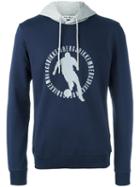 Dirk Bikkembergs Logo Print Hoodie, Men's, Size: Medium, Blue, Cotton/spandex/elastane