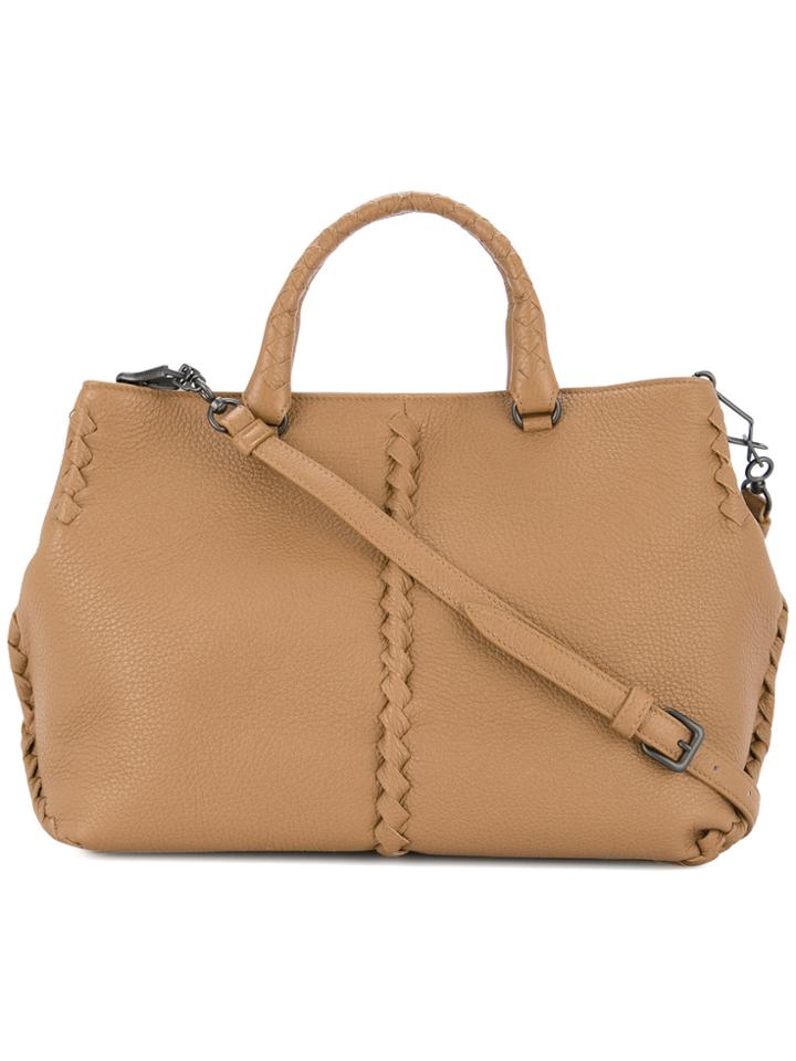 Bottega Veneta Intrecciato Panel Tote Bag - Brown