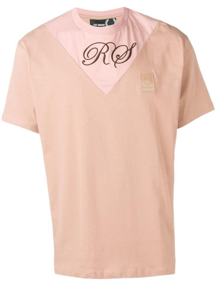 Raf Simons X Fred Perry Logo Embroidered T-shirt - Pink
