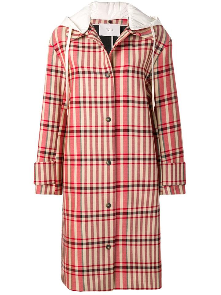 Tela Checked Hooded Coat - Neutrals