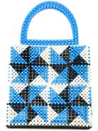 Delduca Beaded Geometric Tote - Blue