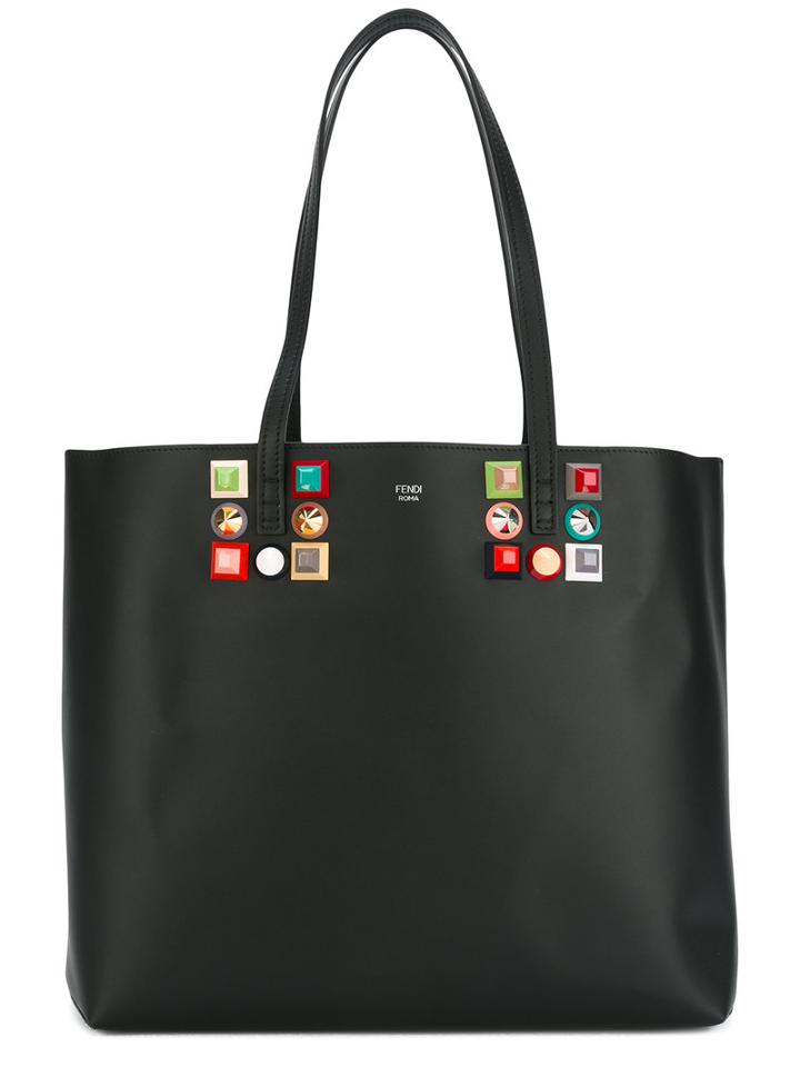 Fendi - Embellished Tote - Women - Calf Leather/acrylic - One Size, Black, Calf Leather/acrylic