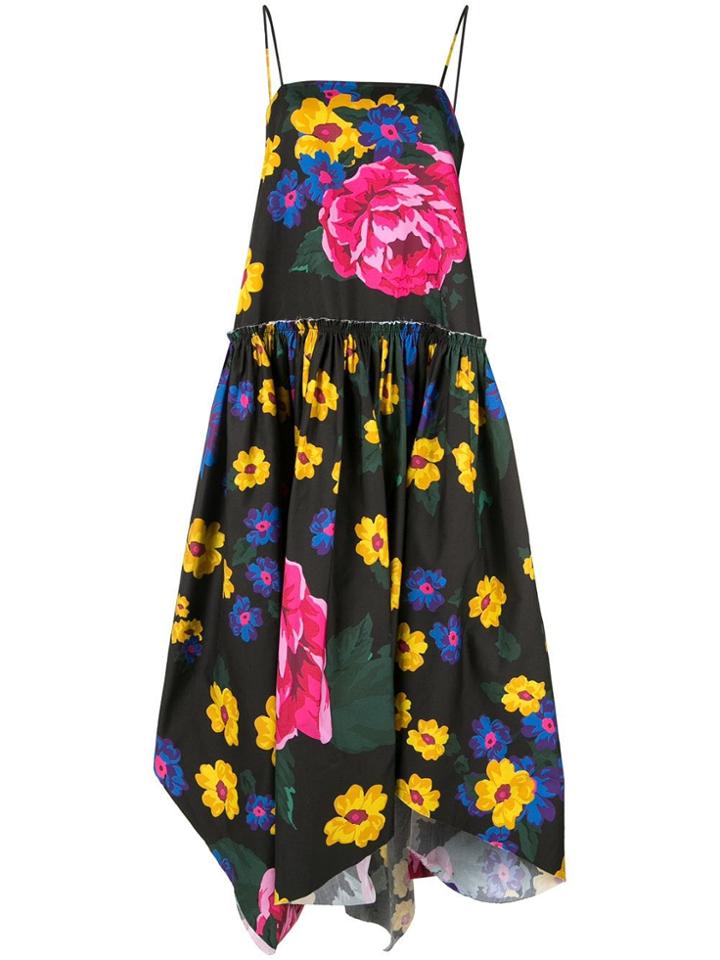 Marques'almeida Flared Asymmetrical Dress With Giant Flower -