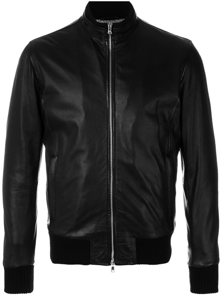 Barba Zipped Bomber Jacket - Black