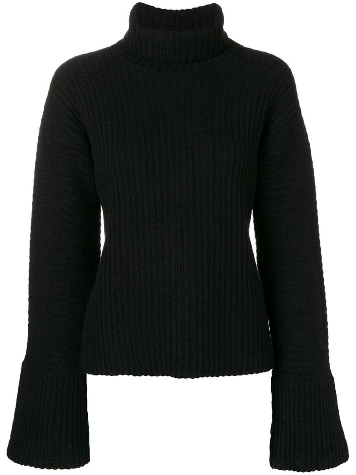 Lamberto Losani Roll Neck Cropped Jumper - Black