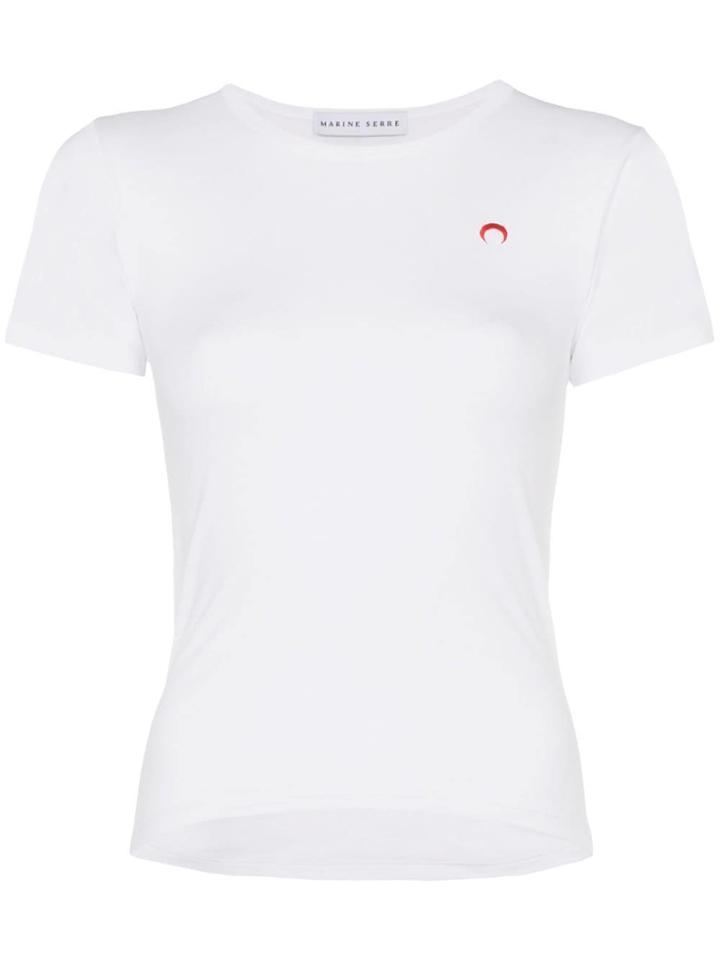 Marine Serre Moon Logo Embroidered T-shirt - White