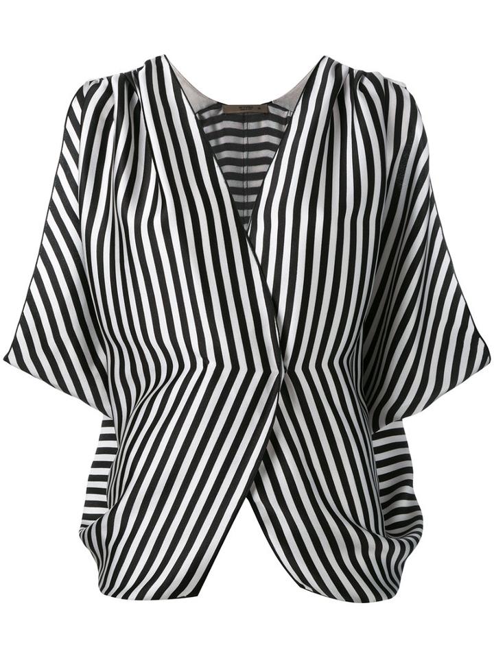 Etro Striped Wrap Front Blouse, Women's, Size: 38, Black, Silk