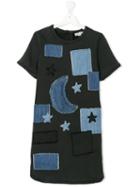 Stella Mccartney Kids - Teen Denim Dress With Patches - Kids - Cotton/polyester/spandex/elastane - 14 Yrs, Grey