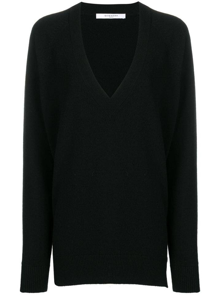 Givenchy Oversized Zip-side V-neck Jumper - Black