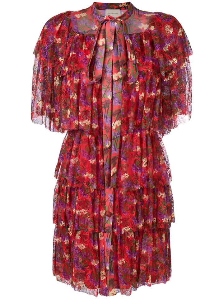 Giuseppe Di Morabito Floral Frill-trim Dress - Red