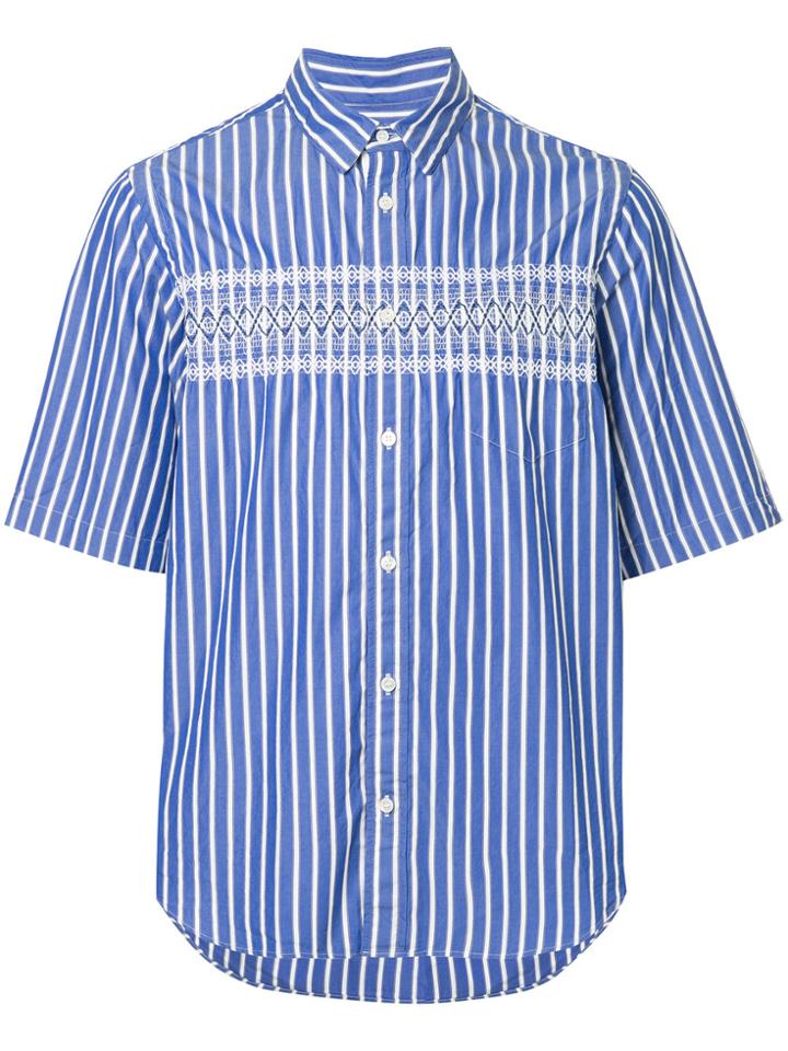 Sacai Pinstripe Patterned Shirt - Blue
