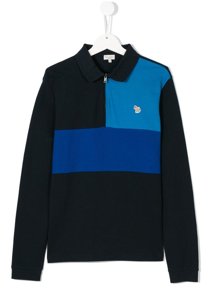 Paul Smith Junior Colour Block Polo Shirt - Blue