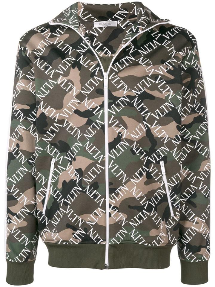 Valentino Vltn Camouflage Bomber Jacket - Green