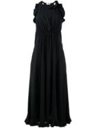 Fendi Ruffle Trim Sleeveless Dress, Women's, Size: 42, Blue, Silk