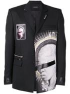 Icosae Statue Print Blazer - Black