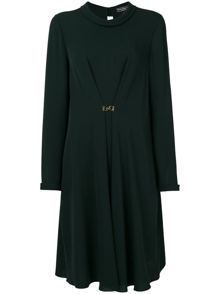 Salvatore Ferragamo - Draped Shift Dress - Women - Silk - 42, Green, Silk