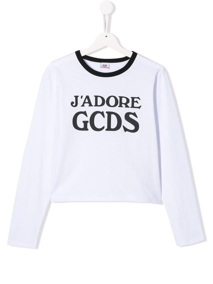 Gcds Kids Teen Logo Print Top - White