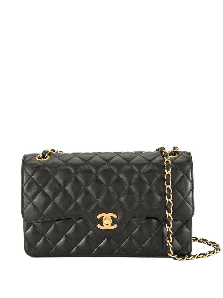 Chanel Vintage Designed Flap Turn-lock Chain Bag - Black