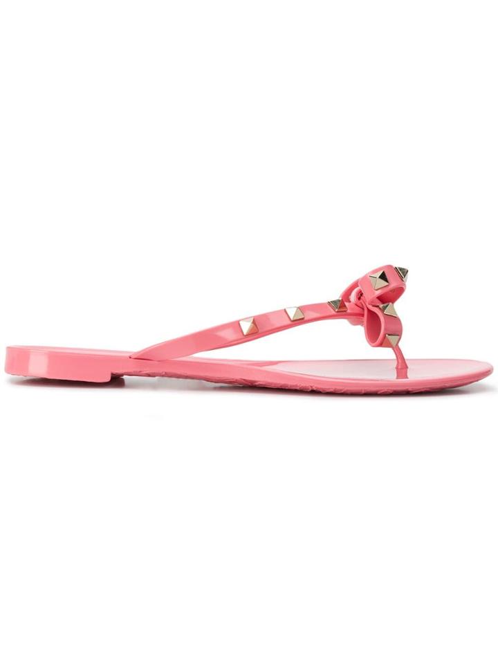 Valentino Valentino Garavani Rockstud Bow Flip Flops - Pink
