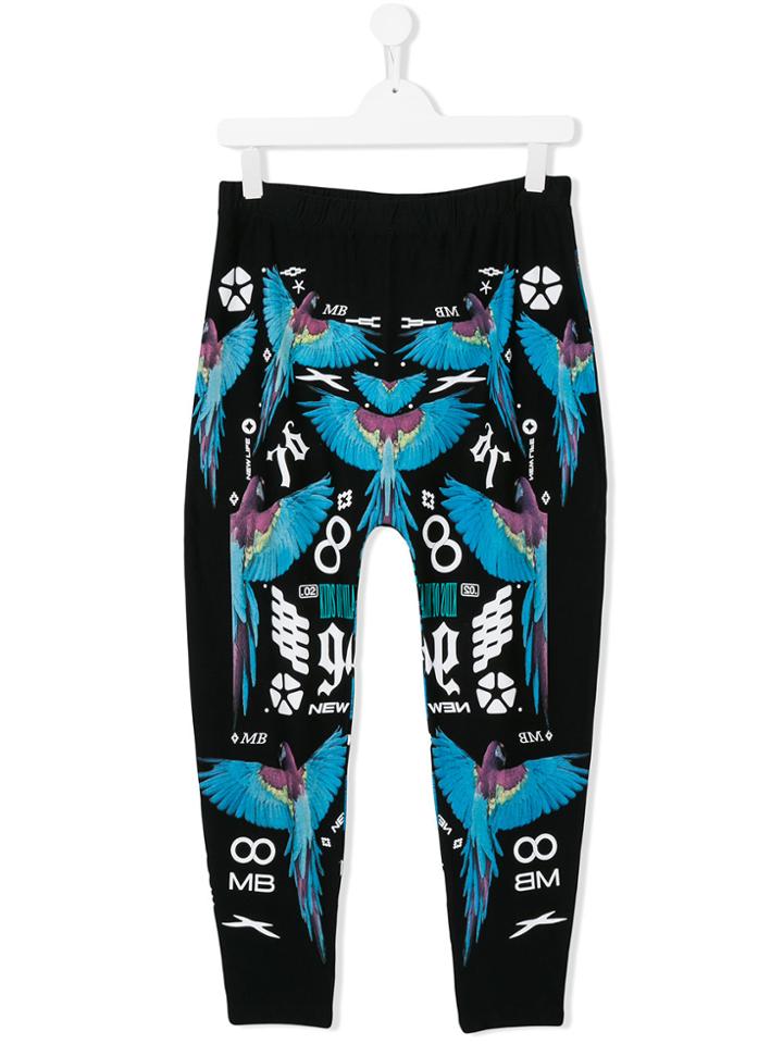 Marcelo Burlon County Of Milan Kids Macaw Print Trousers - Black