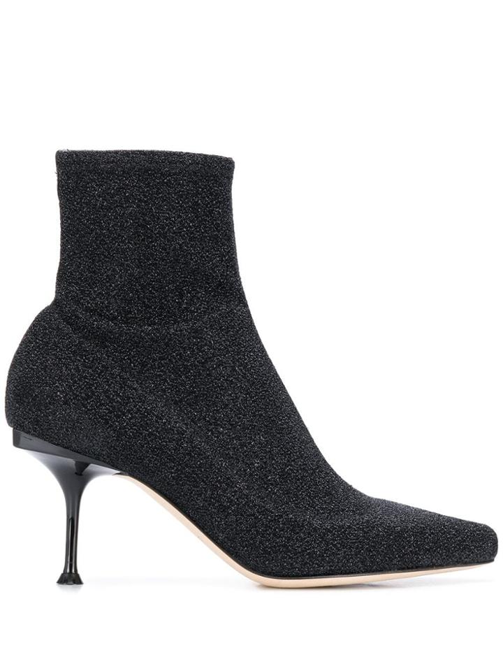 Sergio Rossi Lurex Ankle Boots - Black
