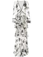 Marchesa Notte Embroidered Floral Lace Dress - White