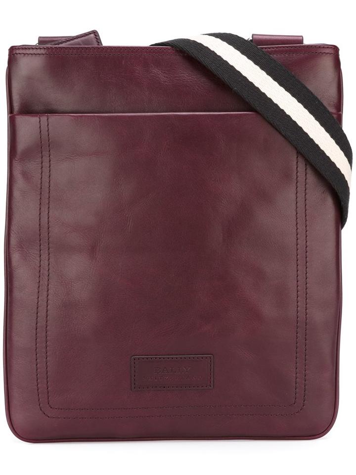 Bally Striped Strap Shoulder Bag, Men's, Red, Calf Leather