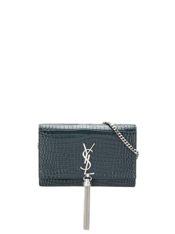 Saint Laurent Kate Tassel Chain Wallet - Grey