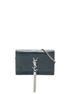 Saint Laurent Kate Tassel Chain Wallet - Grey