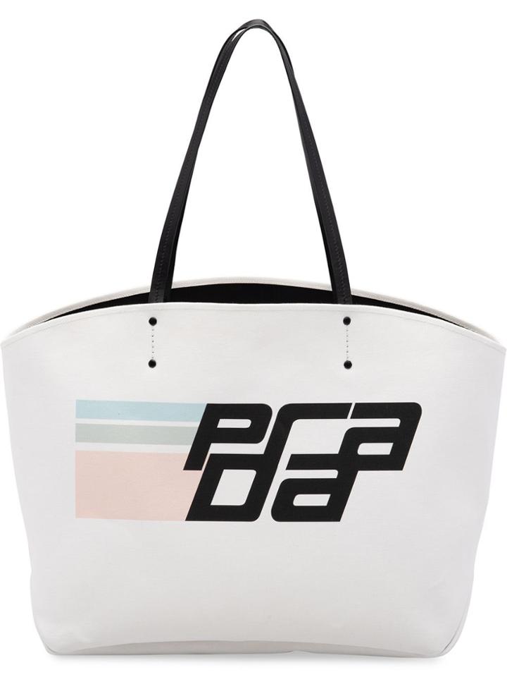 Prada Large Canvas Logo Tote - White