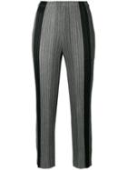 Pleats Please By Issey Miyake Cropped Striped Trousers - Black
