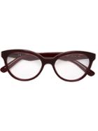 Prada Eyewear Round Frame Glasses, Red, Acetate