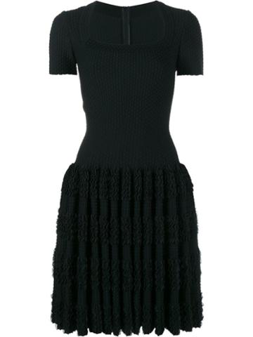 Alaïa Ruffle Short Sleeve Dress, Women's, Size: 42, Black,
