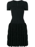 Alaïa Ruffle Short Sleeve Dress, Women's, Size: 42, Black,