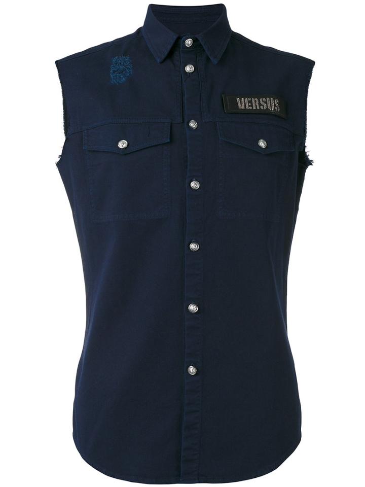 Versus - Logo Patch Shirt - Men - Cotton/spandex/elastane - 52, Blue, Cotton/spandex/elastane