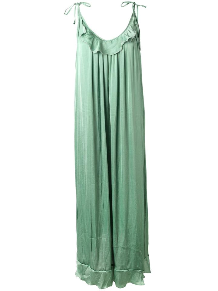 Mitos Long Length Frilled Beach Dress - Green