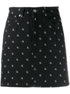 Calvin Klein Logo Print Mini Skirt - Black