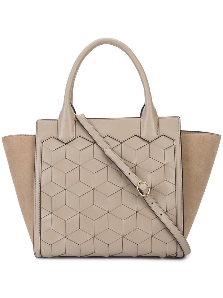 Welden - Textured Winged Tote - Women - Leather - One Size, Nude/neutrals, Leather