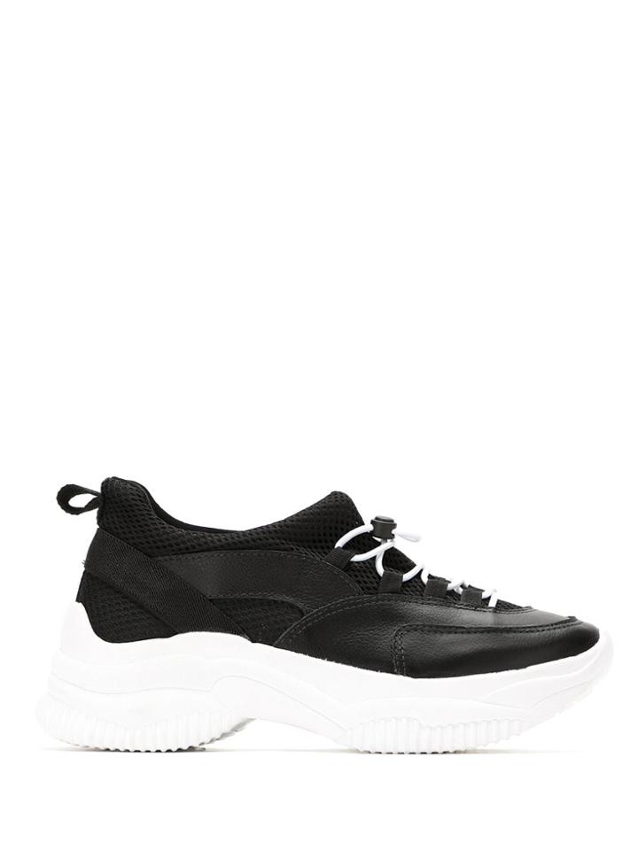 Mara Mac Platform Leather Sneakers - Black