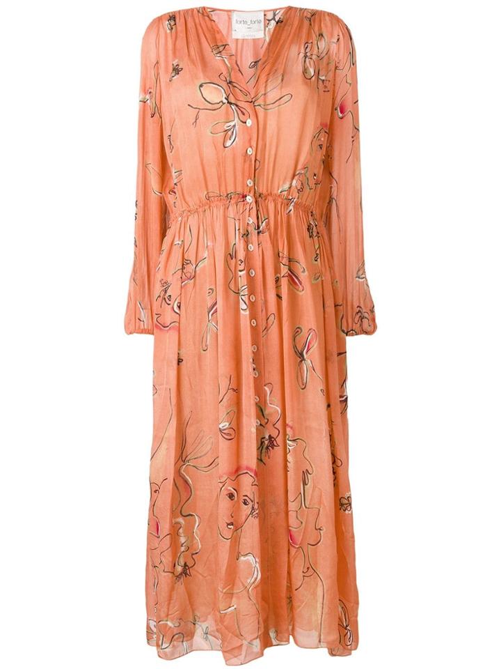 Forte Forte Embroidered Long-sleeve Dress - Orange