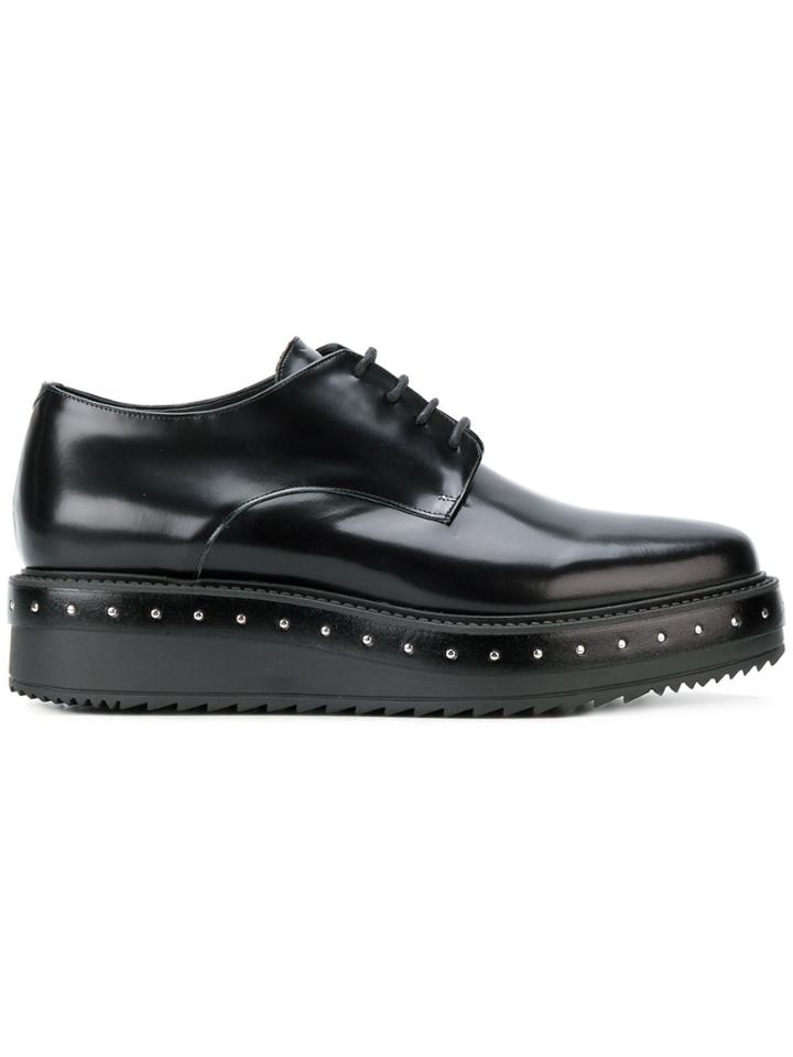 Albano Studded Lace-up Platform Shoes - Black
