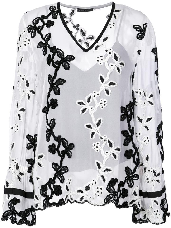 Josie Natori Embroidered Poet Top - White