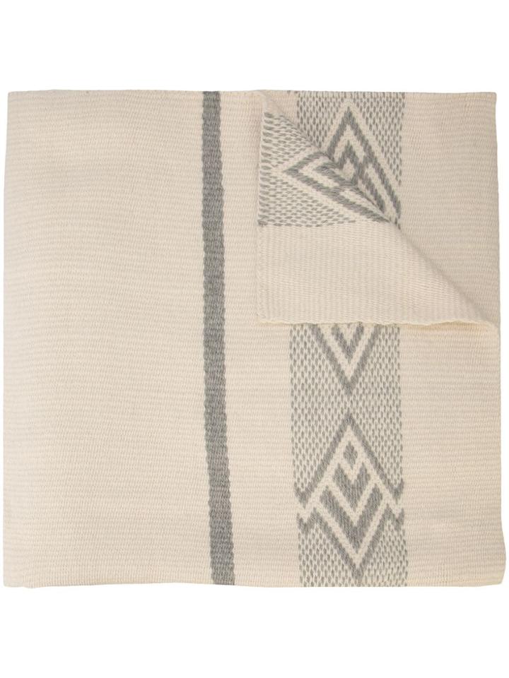 Voz Wide Diagonal Blanket Scarf - White
