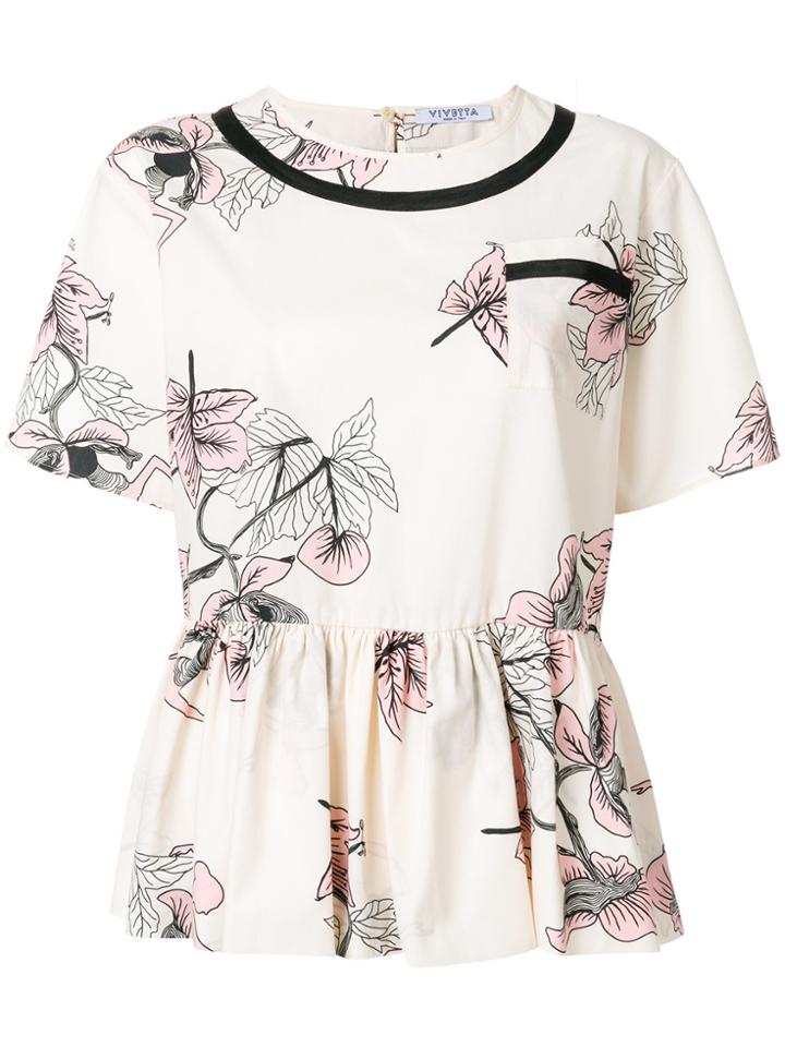 Vivetta Floral Flared Blouse - Pink & Purple