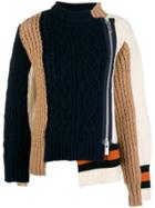 Sacai Multi-panel Cable-knit Jumper - Blue