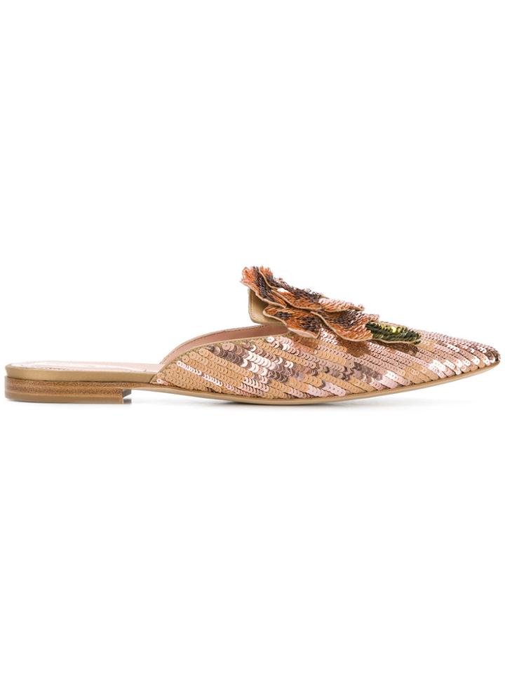 Alberta Ferretti Pointed Sequin Sandals - Pink & Purple