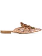 Alberta Ferretti Pointed Sequin Sandals - Pink & Purple