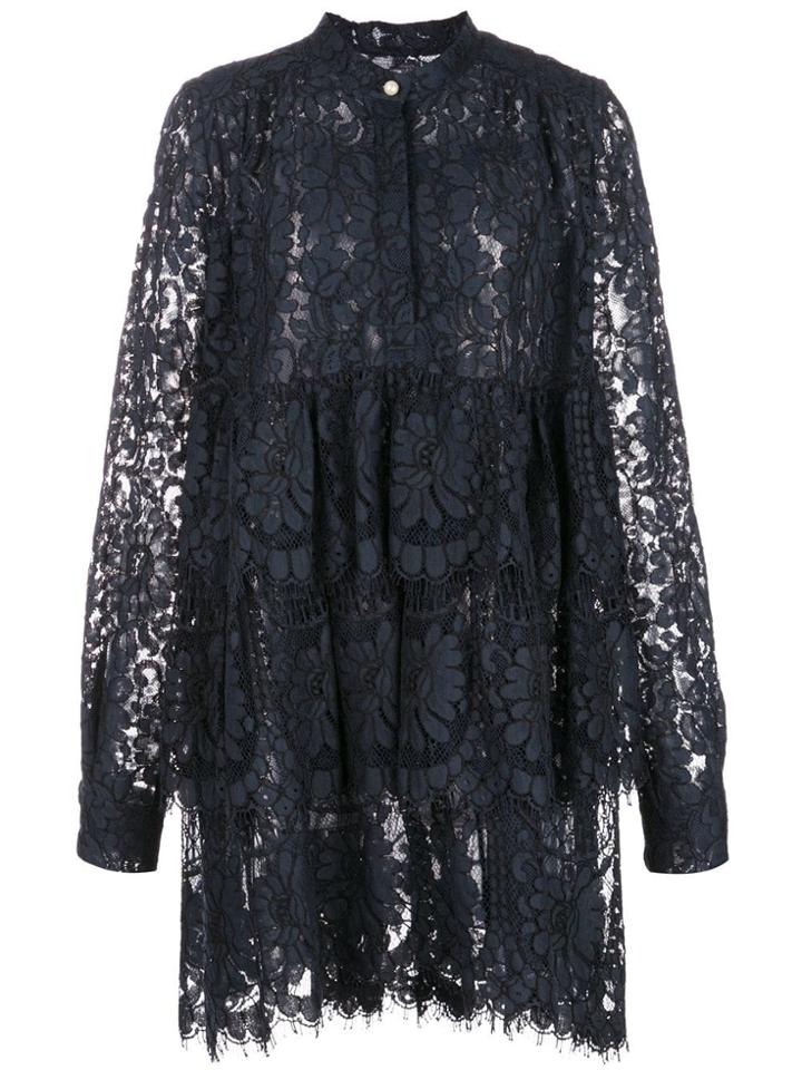 Adam Lippes Lace Ruffled Dress - Blue