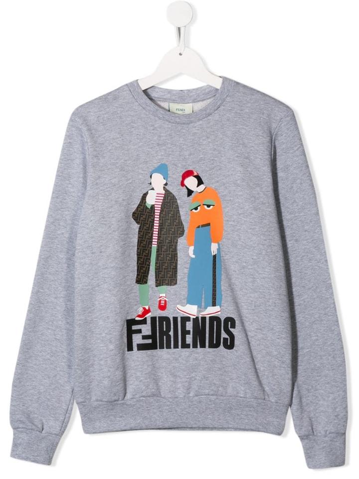 Fendi Kids Teen Friends Print Sweatshirt - Grey