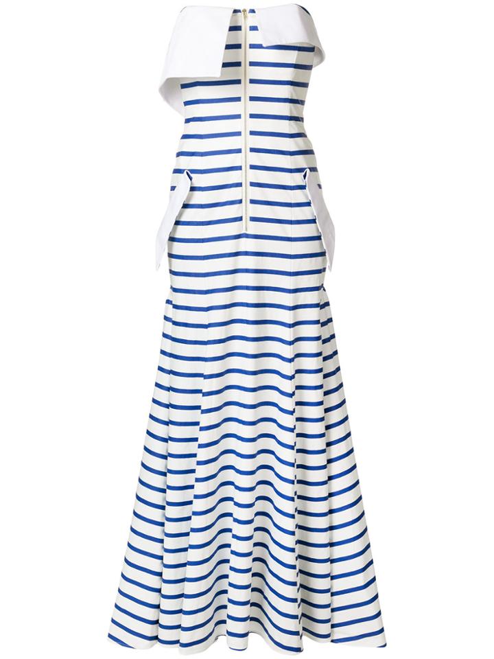 Natasha Zinko Striped Jersey Bandeau Gown - White